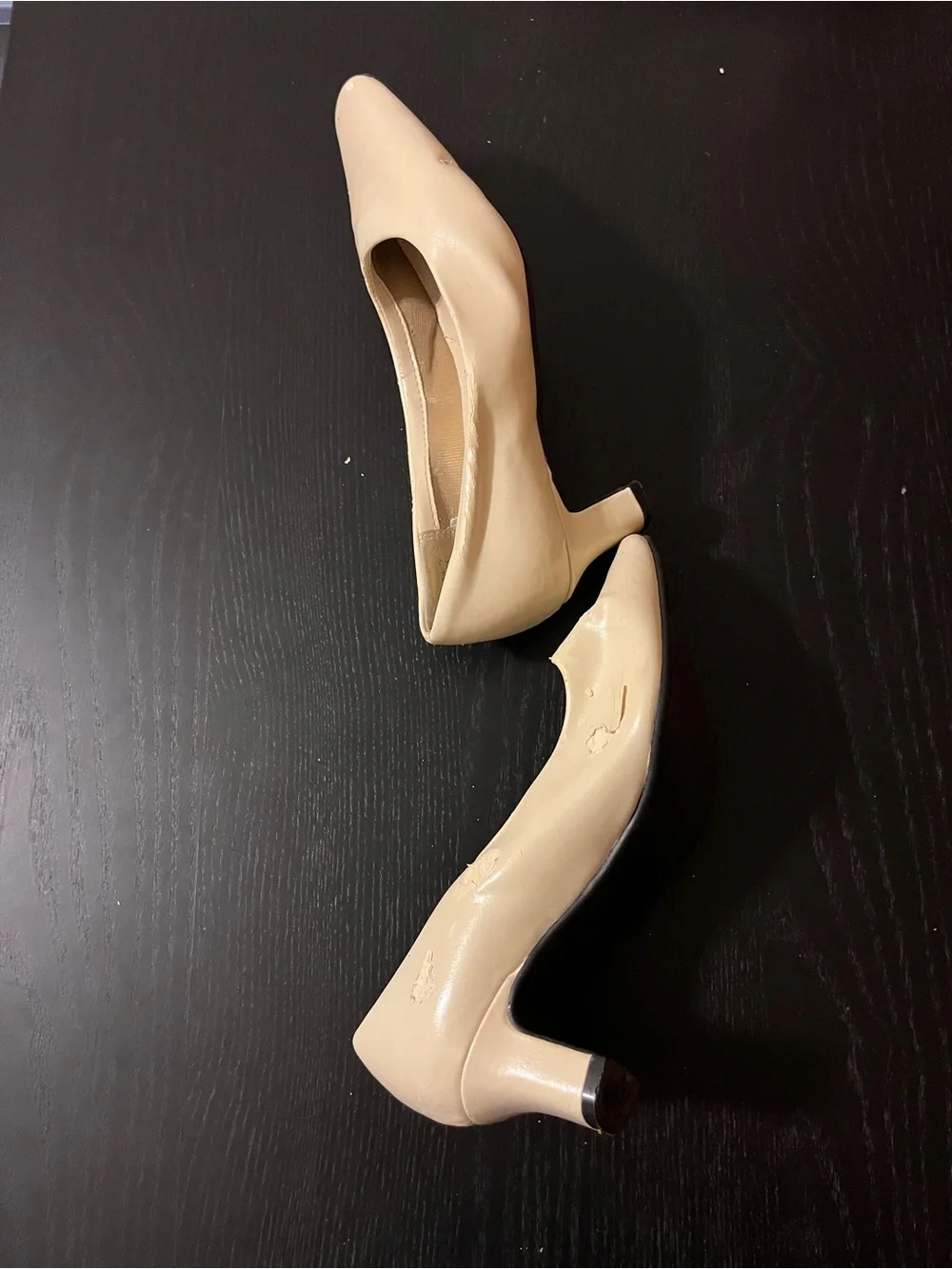 Basic Editions Beige Cream Kitten Heels Pumps Slip On Shoes Size 5W Wide